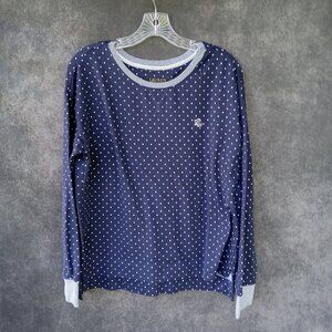 Lauren Ralph Lauren Women's Blue Polka Dot Luxury Logo Top/Pajama Top‎ Size M